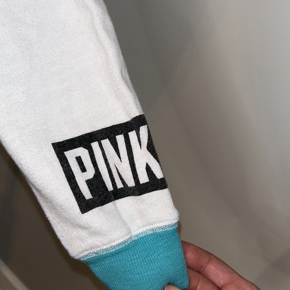 Victoria’s Secret PINK Hoodie – Turquoise & White Stripes, EUC - Picture 6 of 8